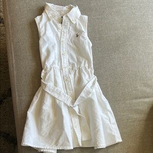 Kids White Sleeveless Dress